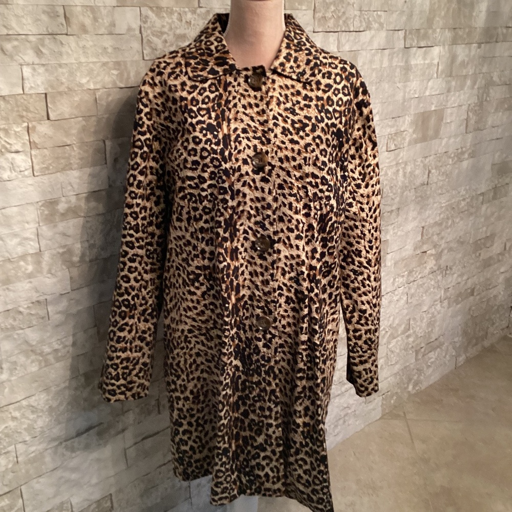Leopard Print Trench or Car Coat with Pink Lining